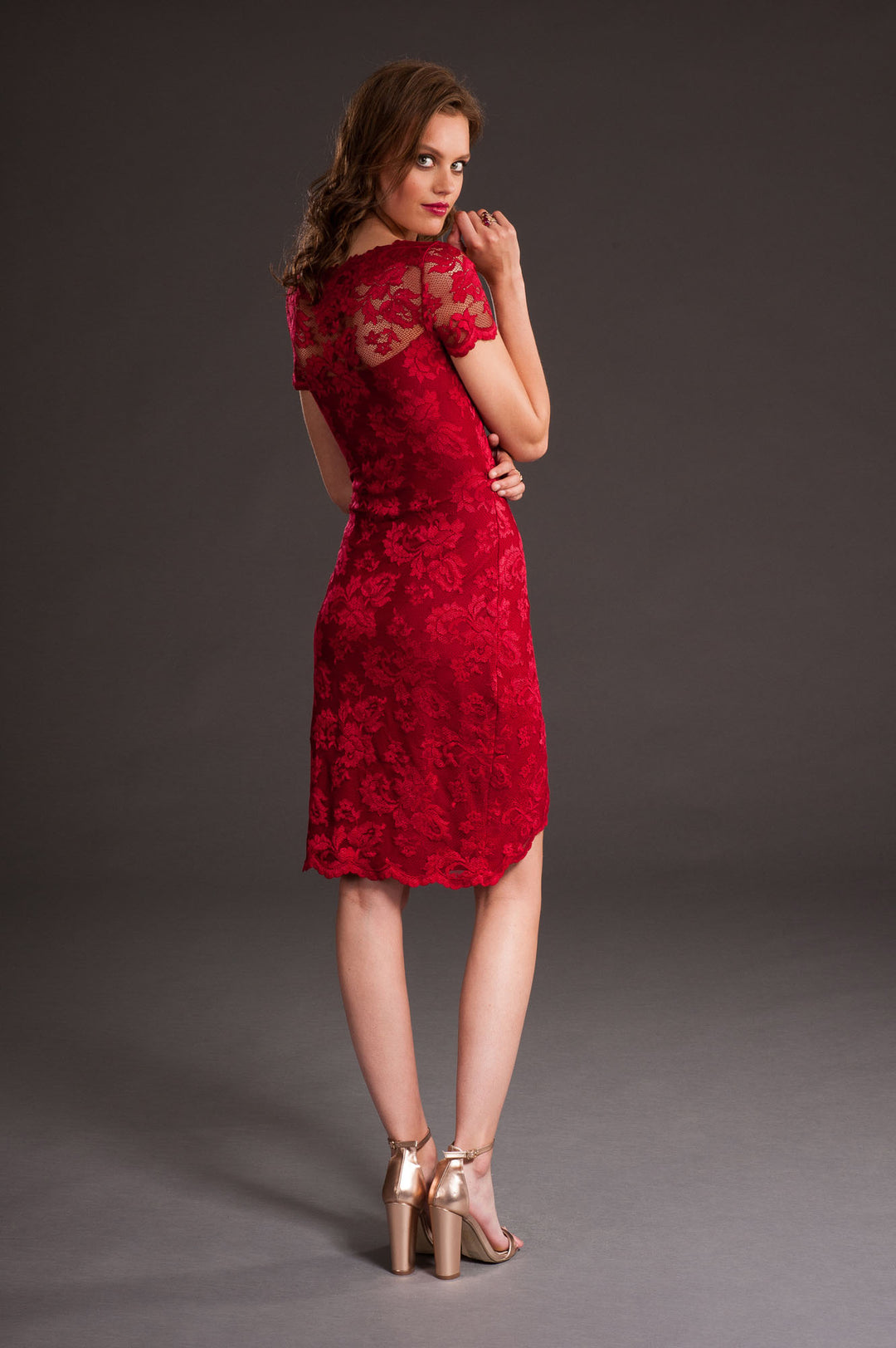 Jester Red Cocktail Dress with Elegant Slit-1