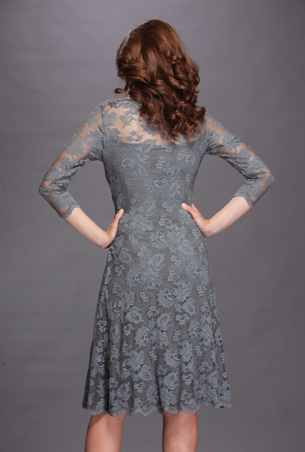 Knee Length Cocktail Lace Dress-1
