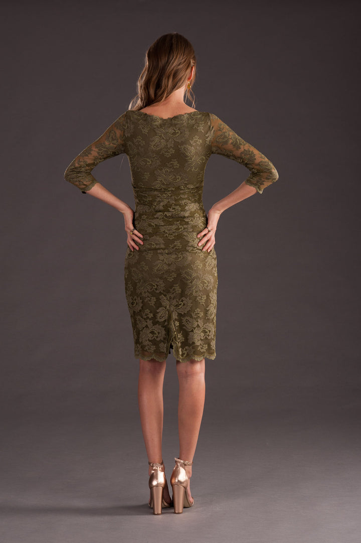 Classic Lace Dress with 3/4 Sleeves-1