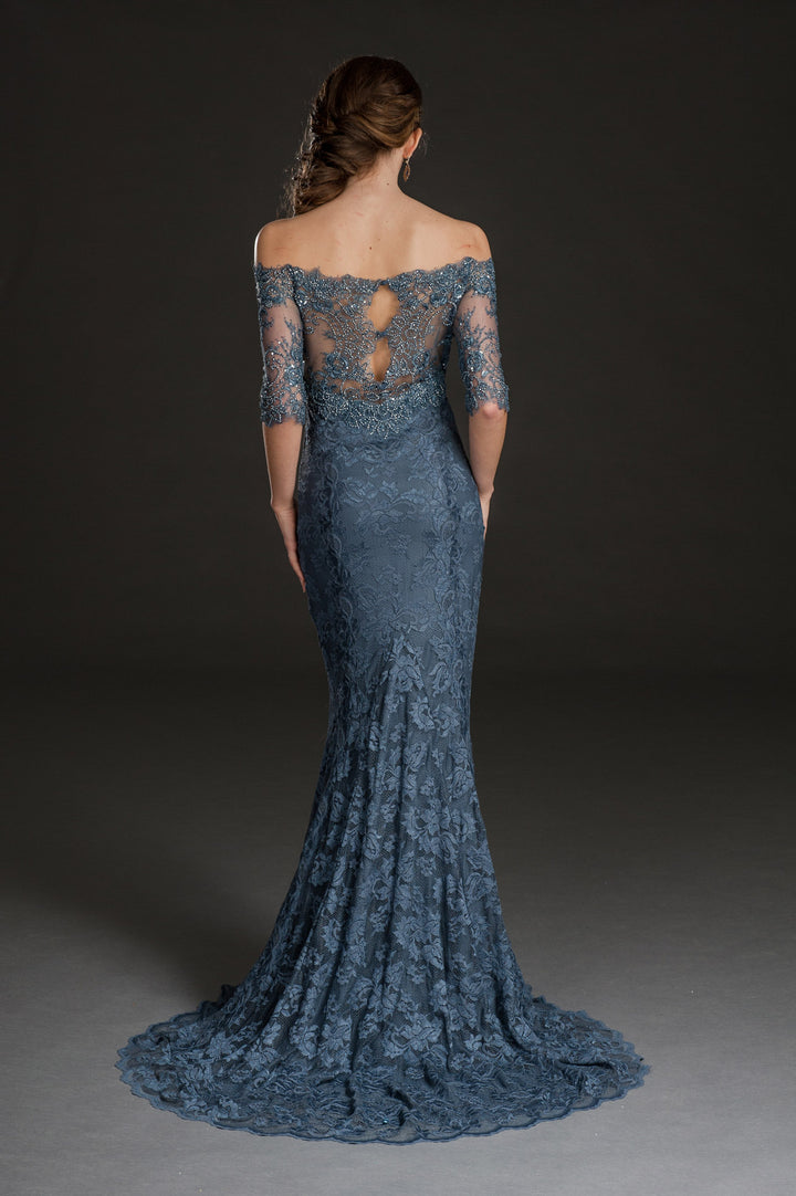 Off-Shoulder Long Gown with detailed Back Style-3