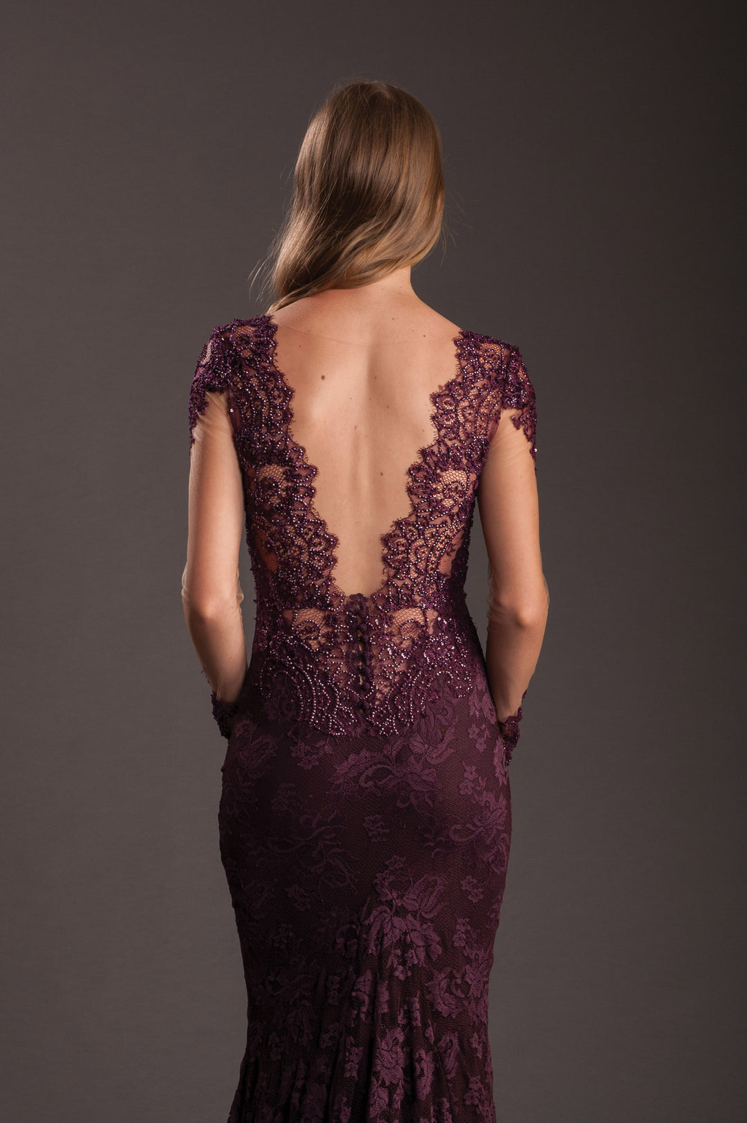 Bordo Evening Gown with Open Back-3
