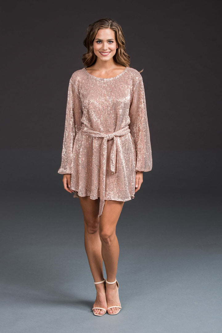 Soft Pink Sequin Mini Dress-5