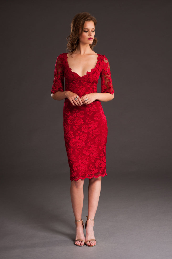 Classic red cocktail dress-0