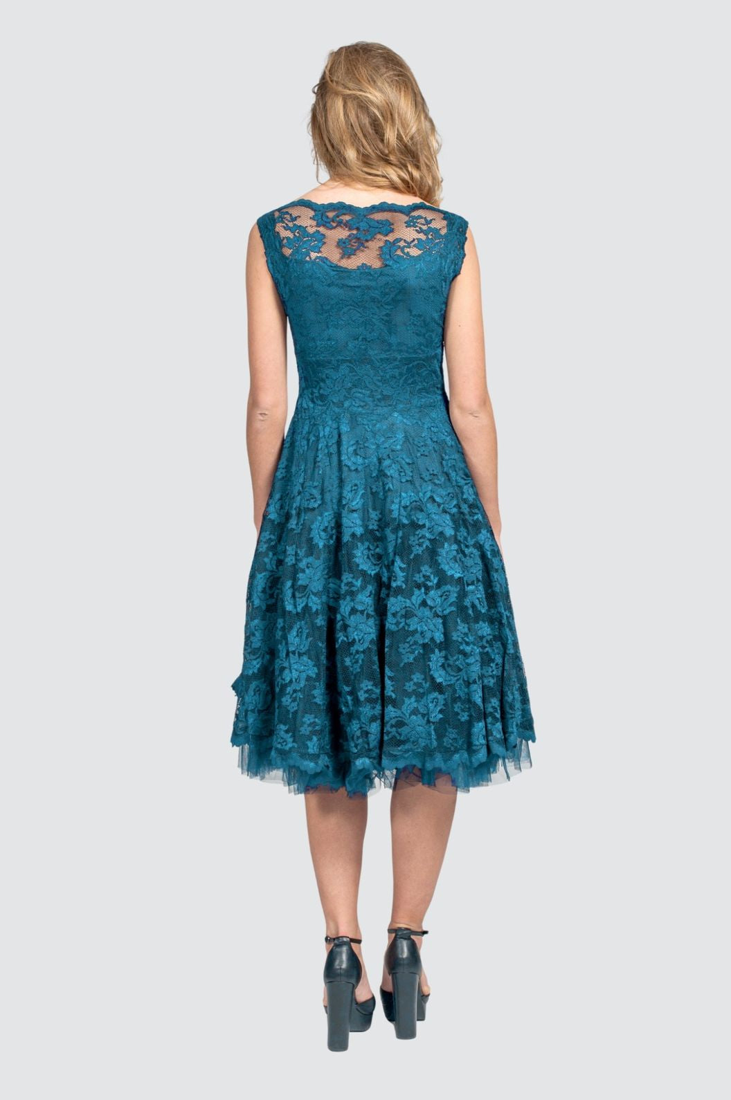 Dress with Scalloped V-Neck