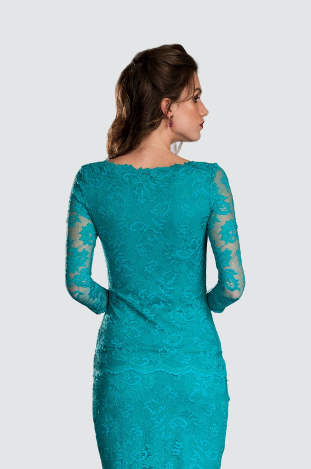 Haut élégant en dentelle bleu sarcelle