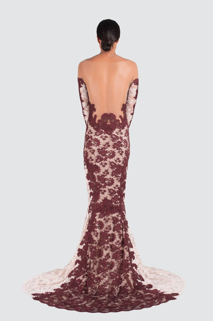 Robe sirène éthérée à épaules dénudées avec tulle illusion