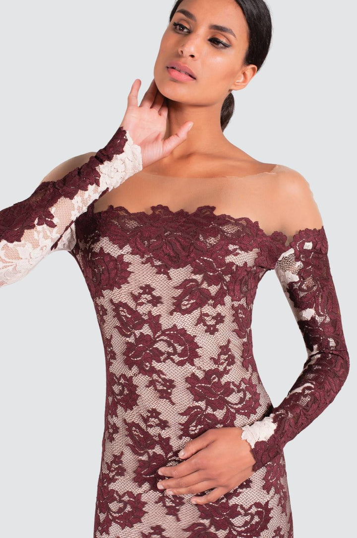 Robe sirène éthérée à épaules dénudées avec tulle illusion