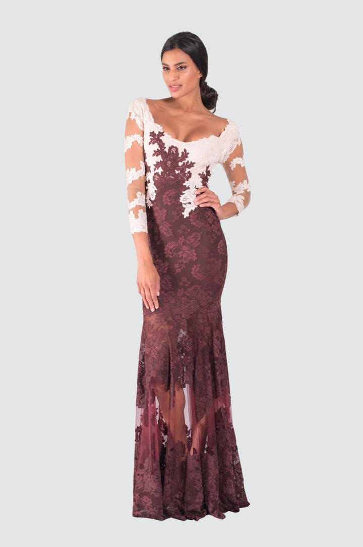 Robe bicolore élégante avec jupe en tulle illusion