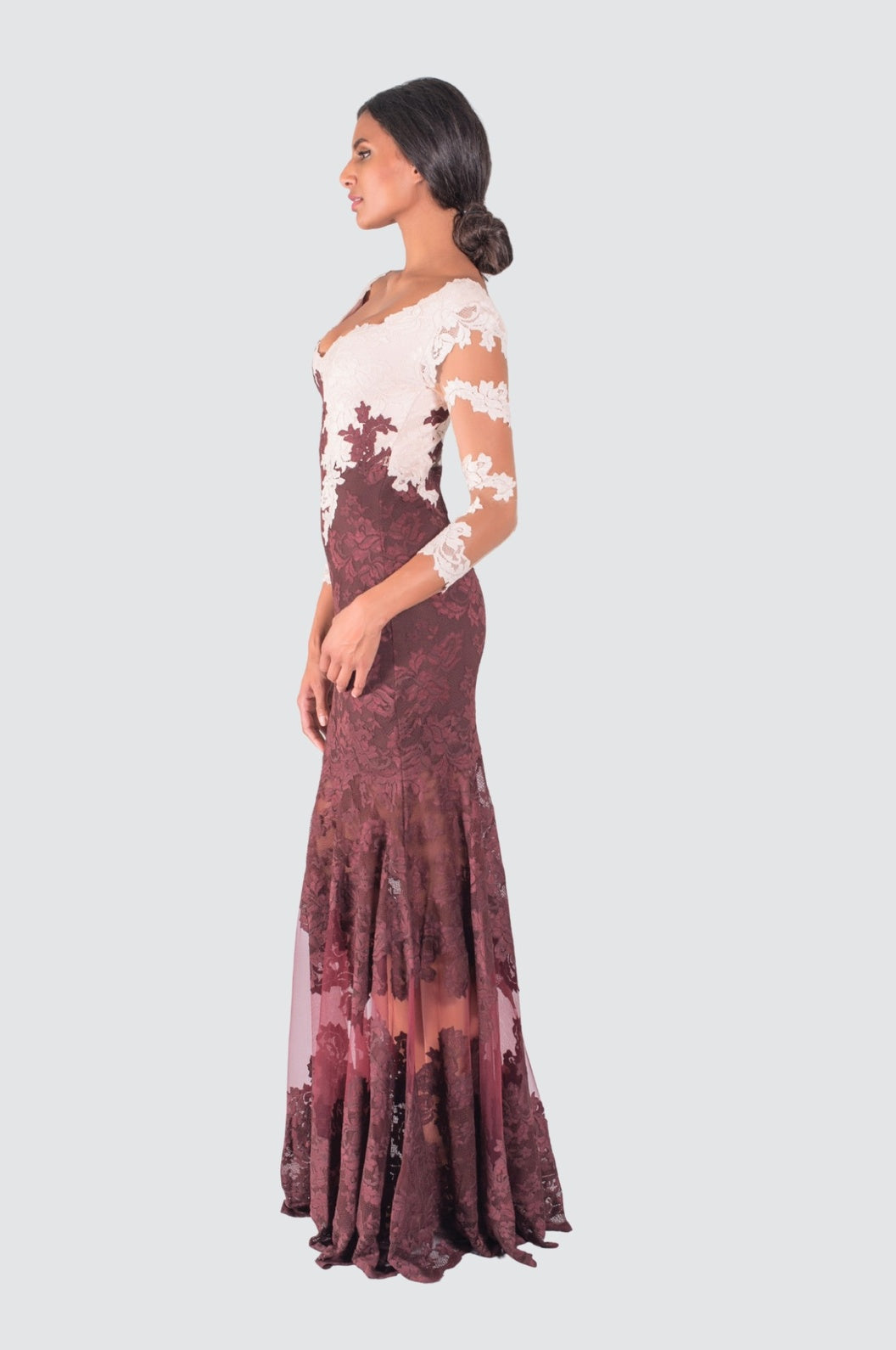 Robe bicolore élégante avec jupe en tulle illusion