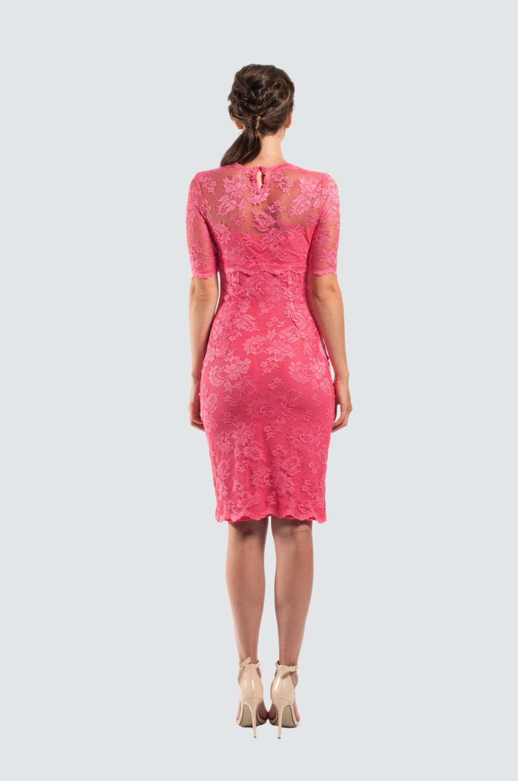 Floral Lace Bodycon Midi Cocktail Dress