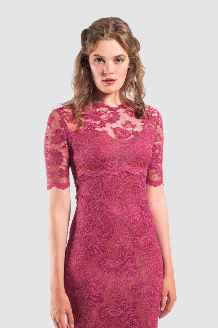 Floral Lace Bodycon Midi Cocktail Dress