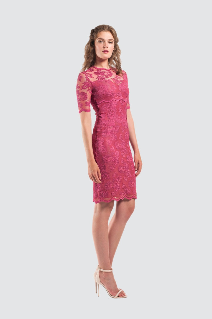 Floral Lace Bodycon Midi Cocktail Dress