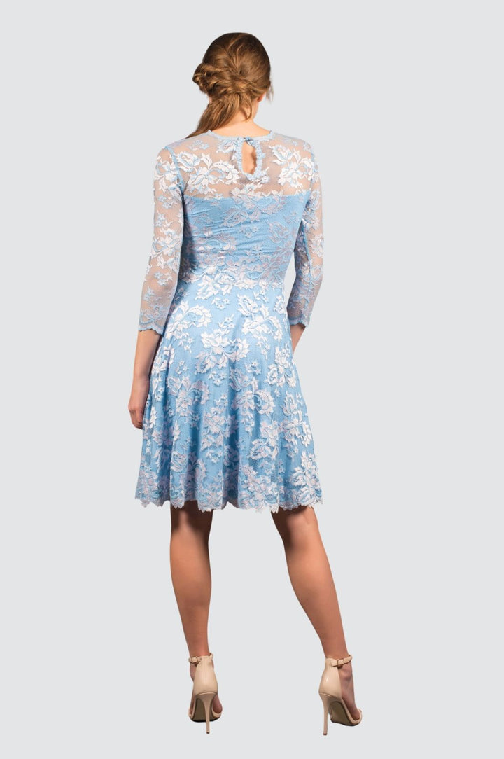 Floral Lace Dress with Sheer Sleeves