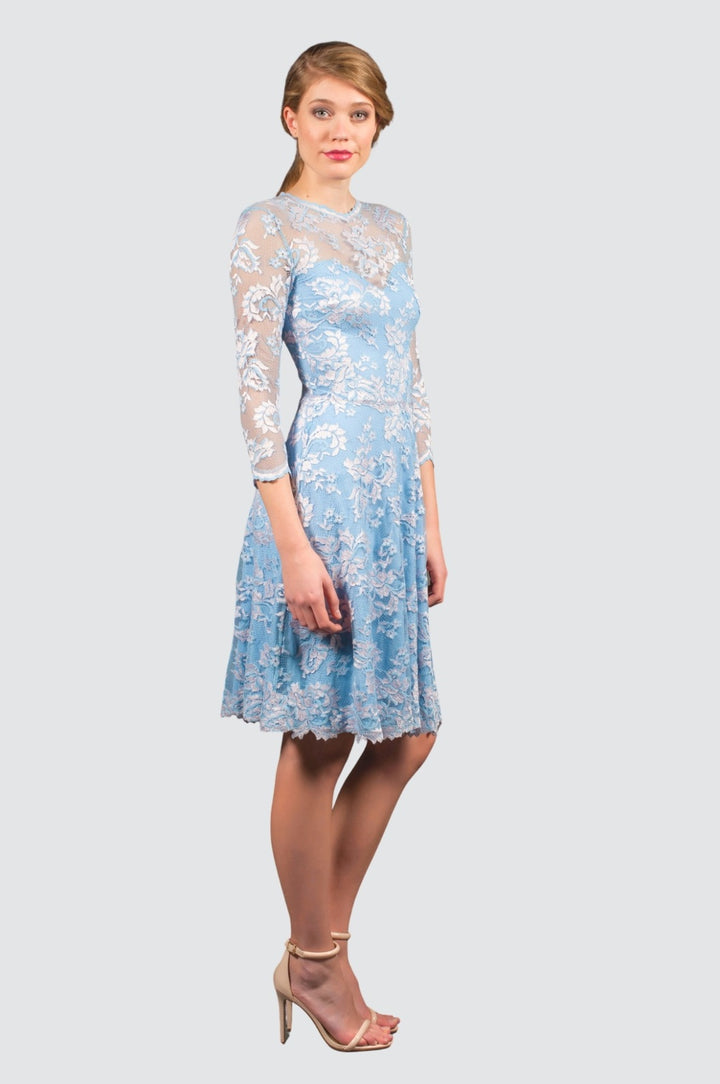 Floral Lace Dress with Sheer Sleeves
