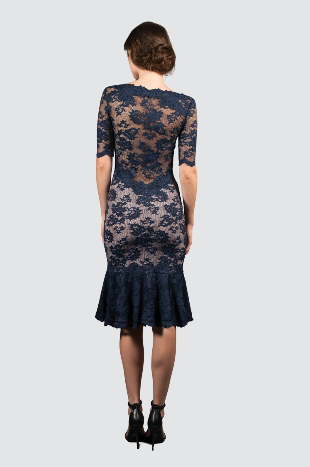Elegant Lace Midi Cocktail Dress