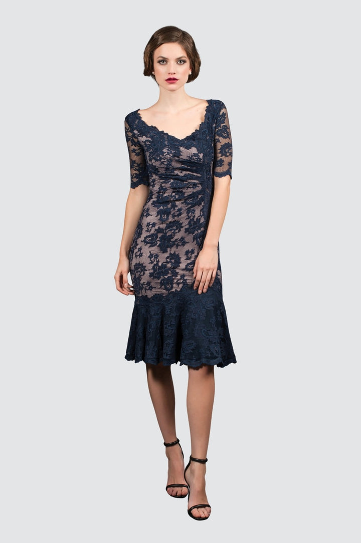 Elegant Lace Midi Cocktail Dress