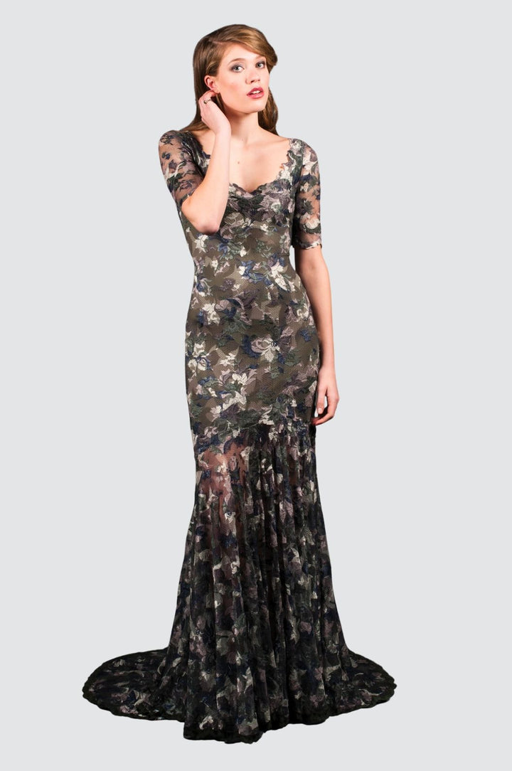 Lace Mermaid Gown with Illusion Open Back