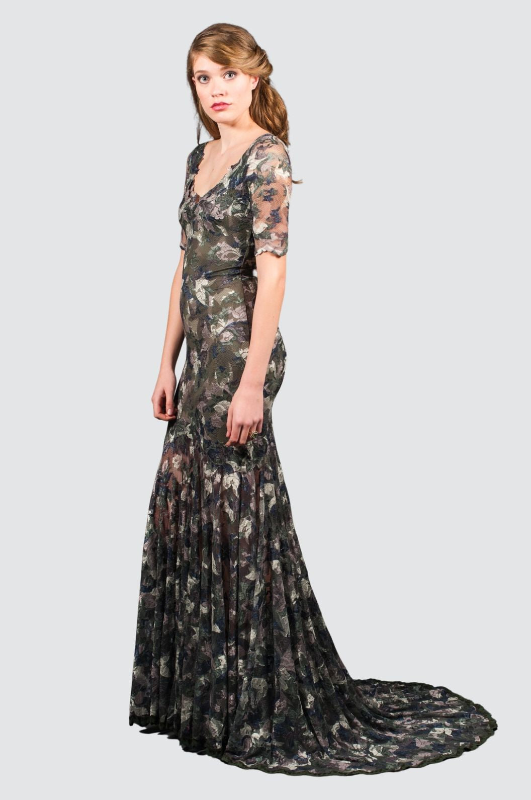 Lace Mermaid Gown with Illusion Open Back