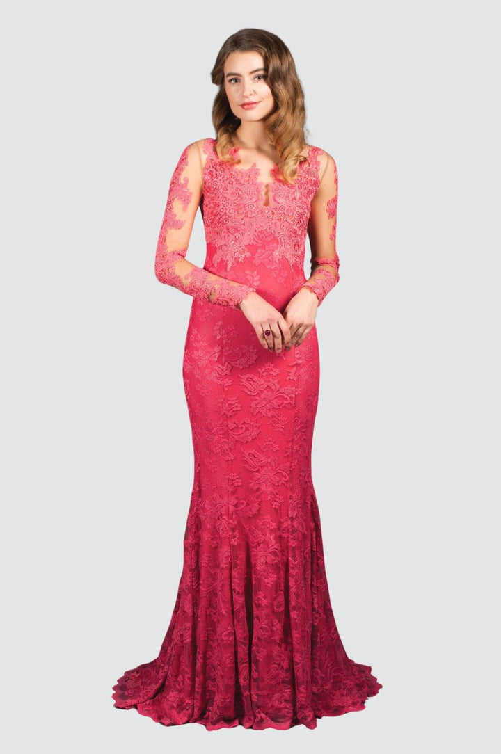 Glamorous Long-Sleeve Malaga Lace Gown