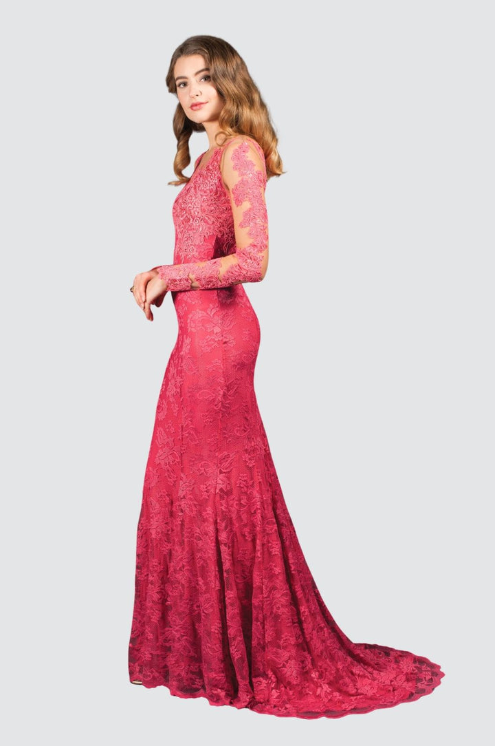 Glamorous Long-Sleeve Malaga Lace Gown