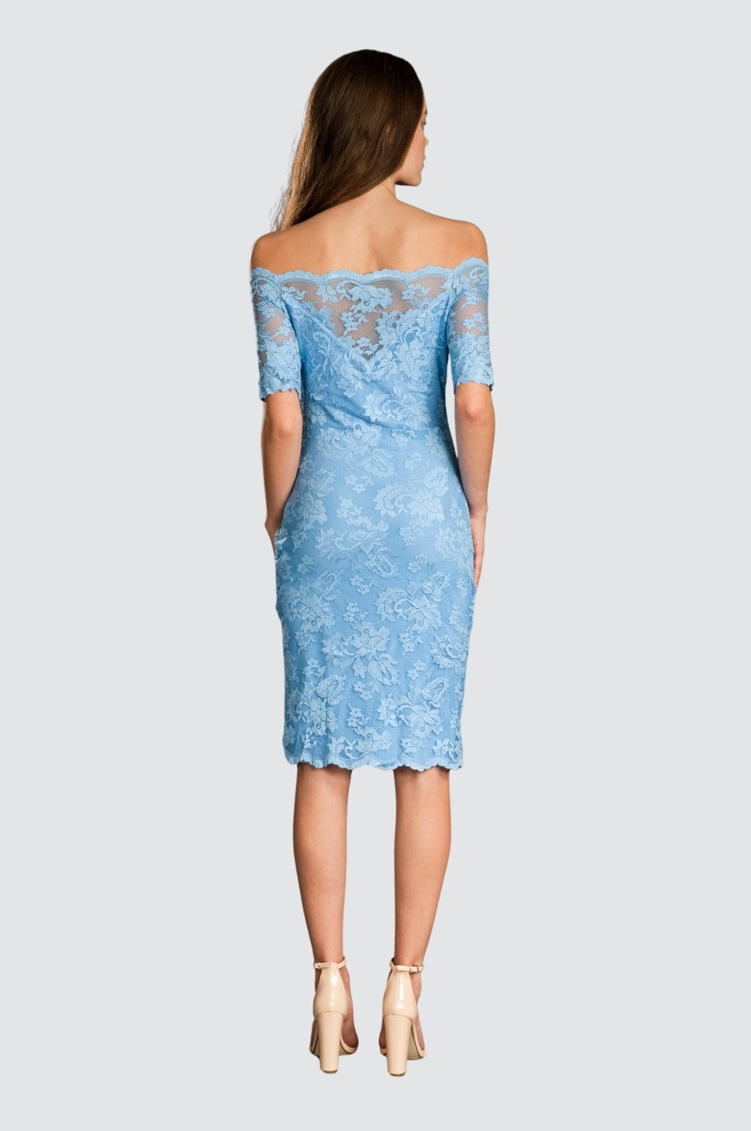 Off-Shoulder Lace Dress with Swarovski