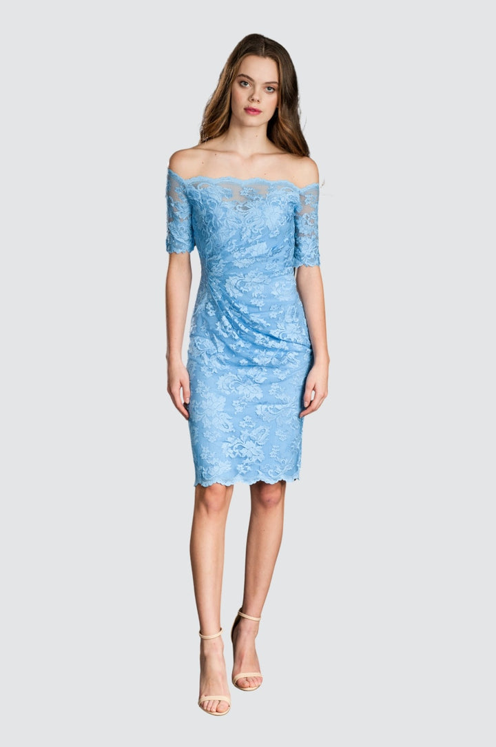 Off-Shoulder Lace Dress with Swarovski