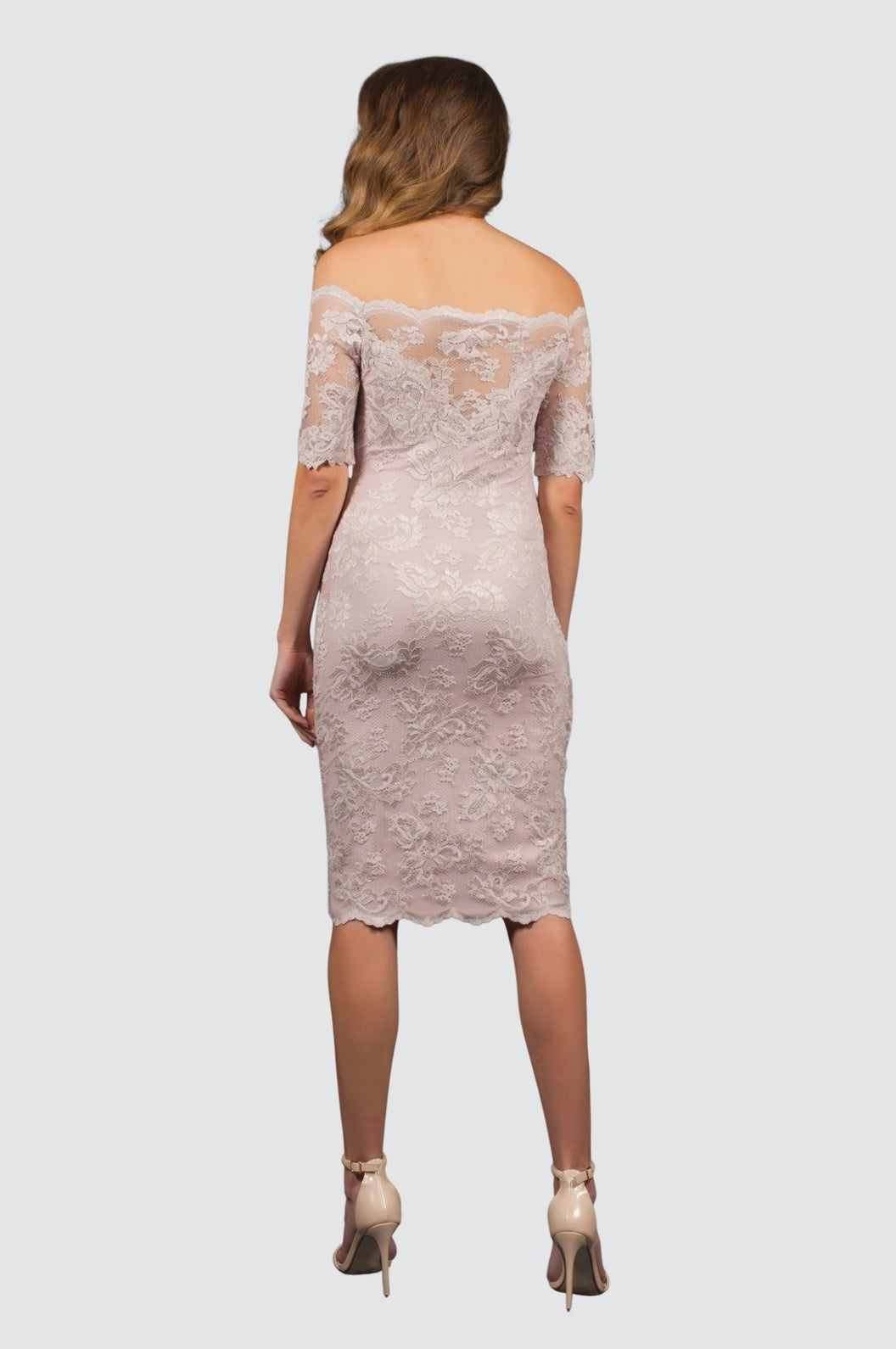 Off-Shoulder Lace Dress with Swarovski