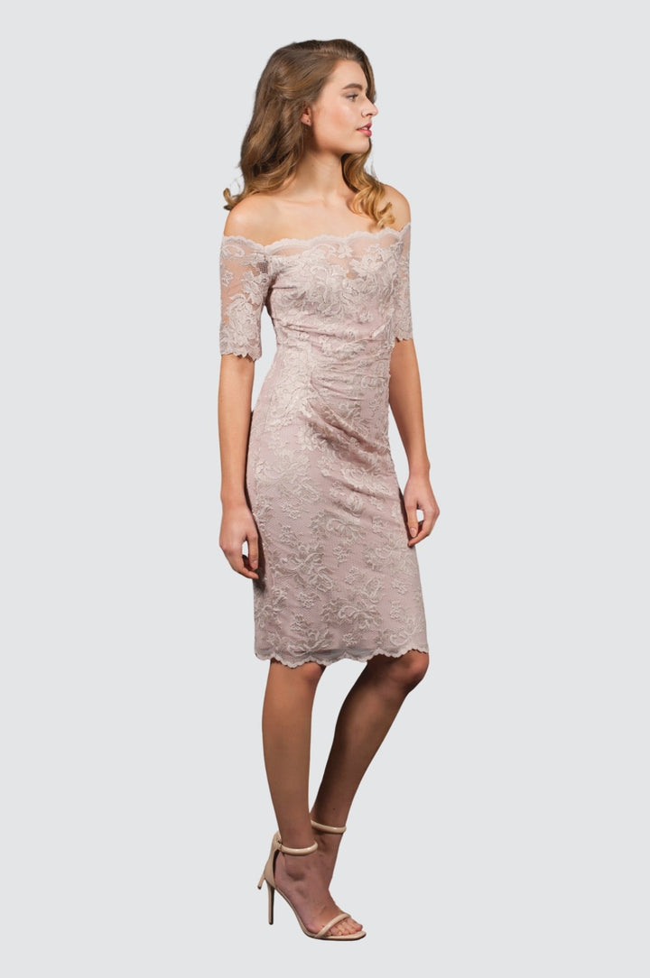 Off-Shoulder Lace Dress with Swarovski