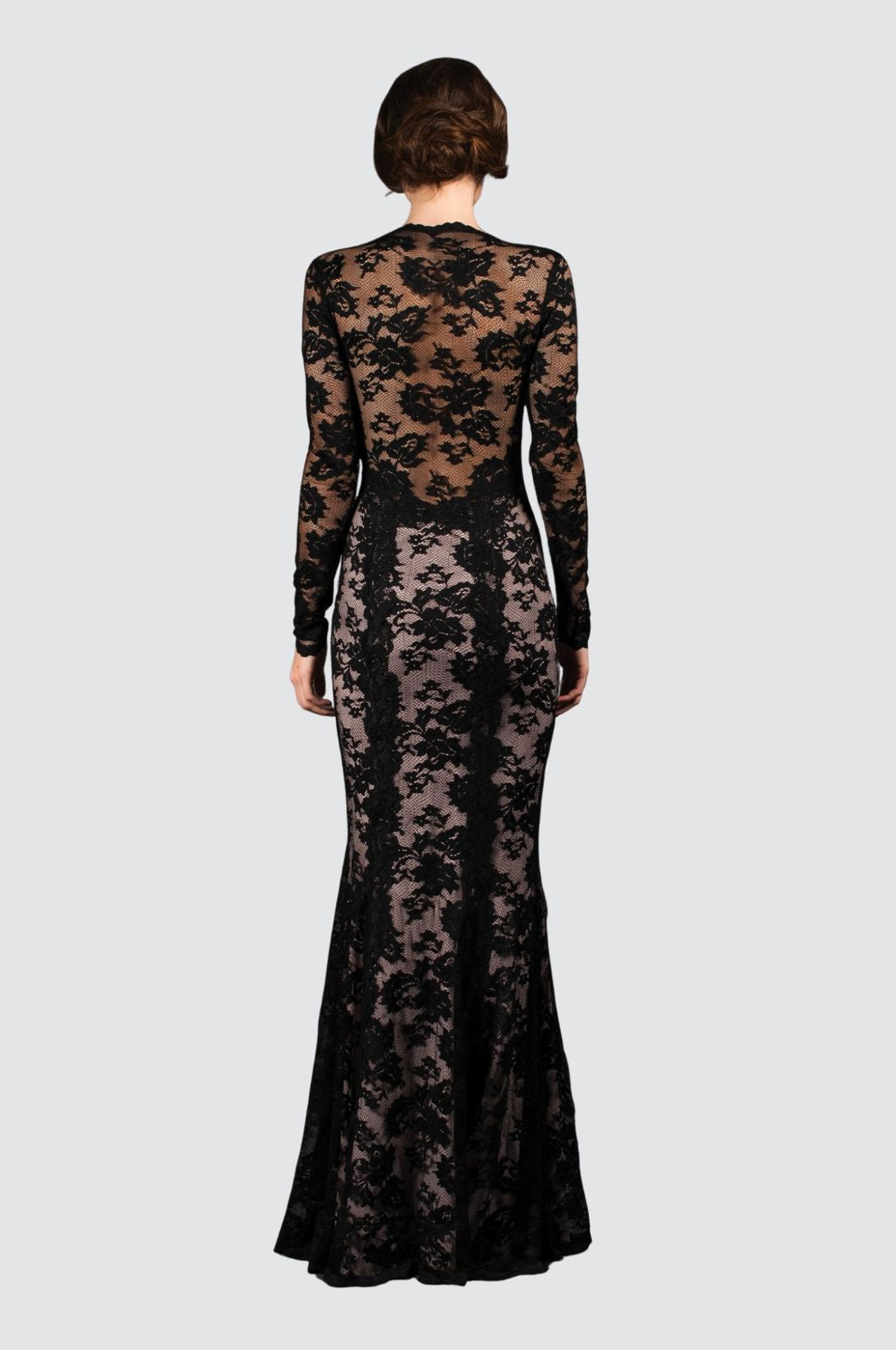 Lace V-Neck Gown with Split