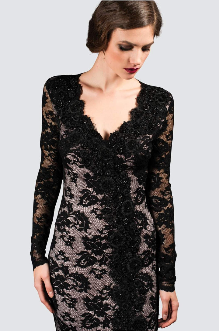 Lace V-Neck Gown with Split