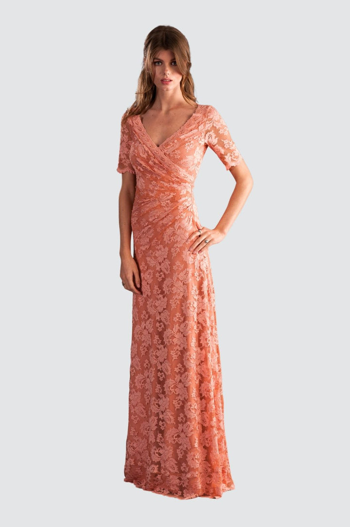 Floral Lace Wrap Evening Gown
