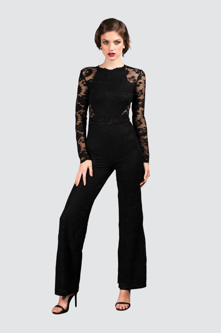 Long-Sleeve Jumpsuit with Crystals