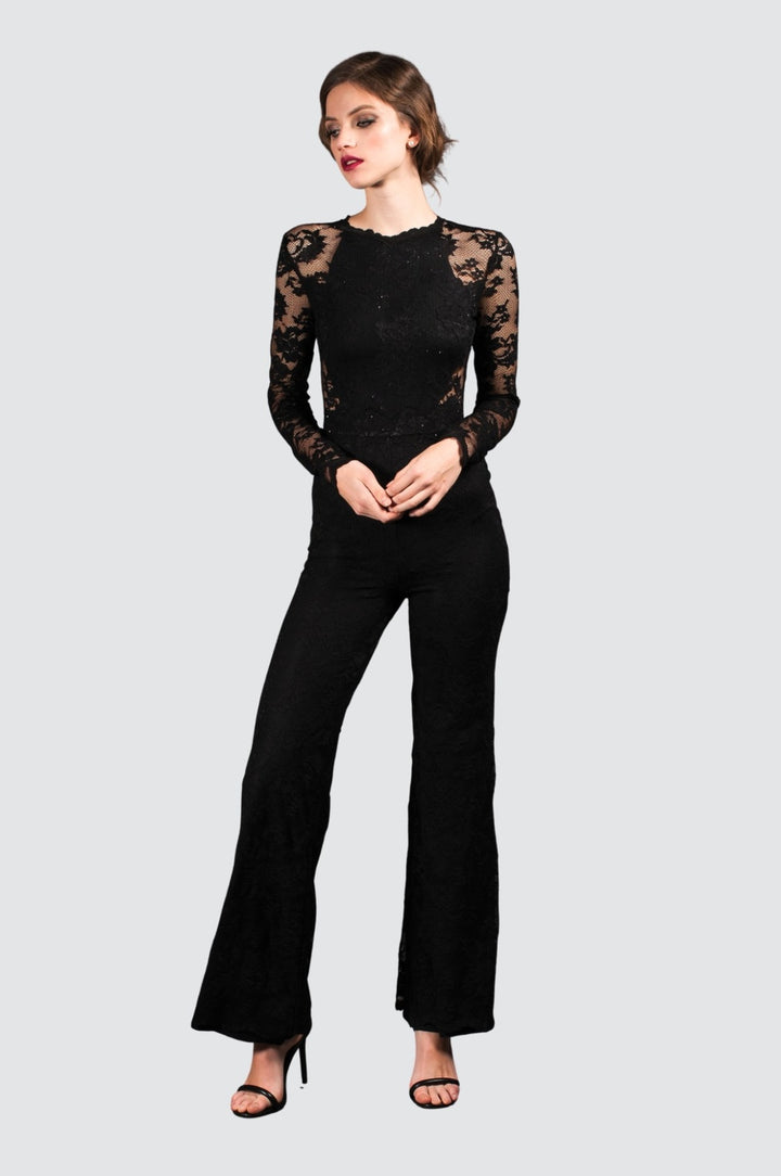 Long-Sleeve Jumpsuit with Crystals