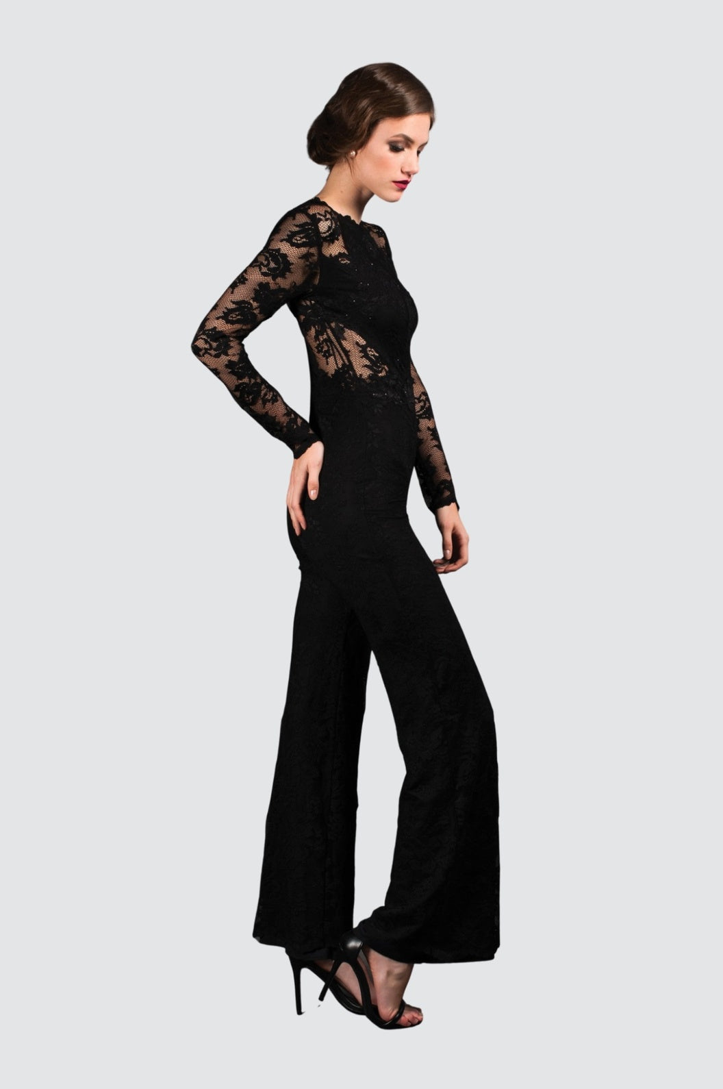 Long-Sleeve Jumpsuit with Crystals
