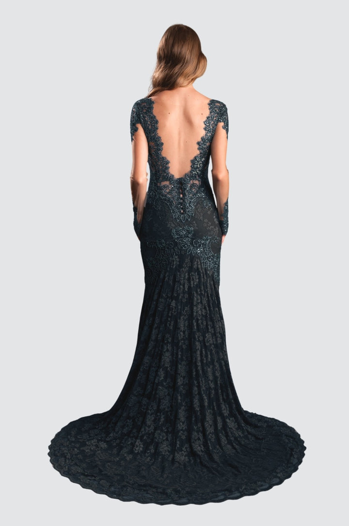 Elegantes schwarzes Spitzenkleid mit Pailletten