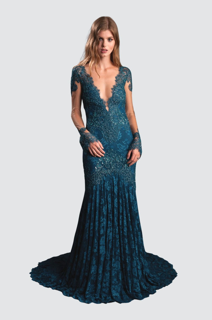 Elegantes schwarzes Spitzenkleid mit Pailletten
