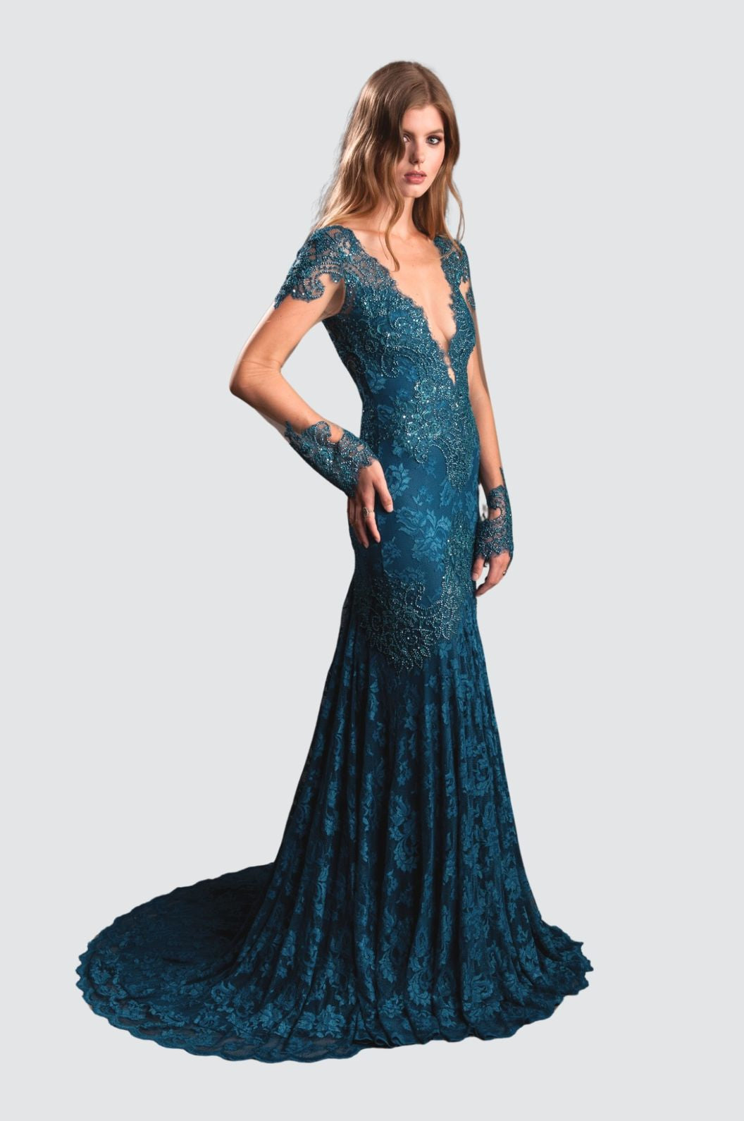 Elegantes schwarzes Spitzenkleid mit Pailletten