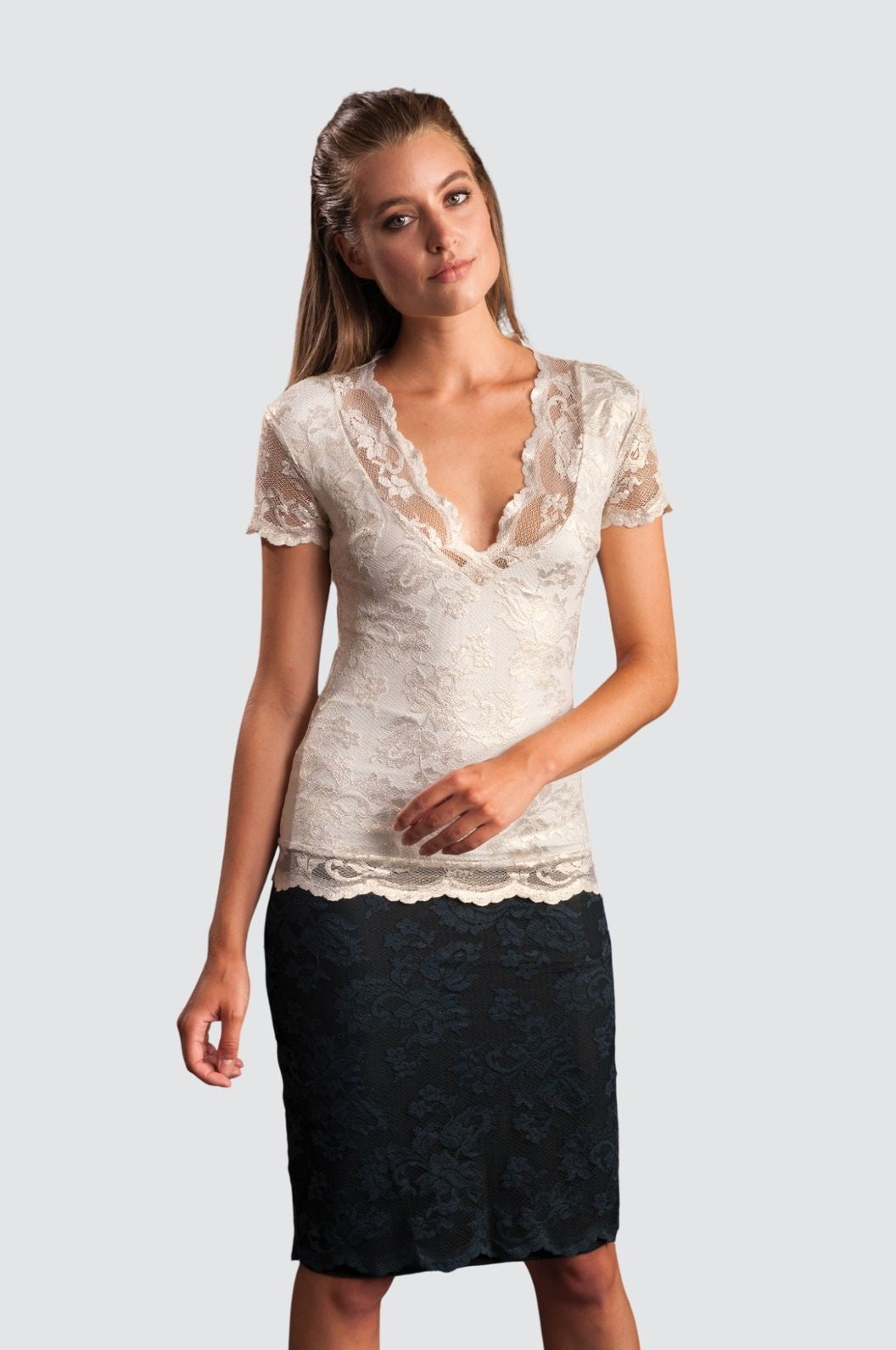 Floral Lace Short-Sleeve Top