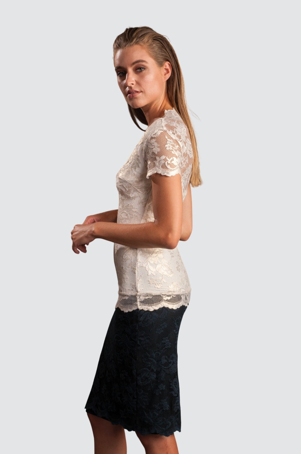Floral Lace Short-Sleeve Top