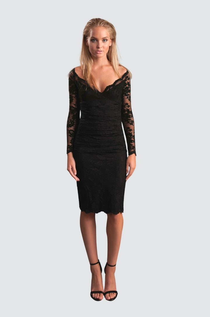 Schulterfreies Midikleid
