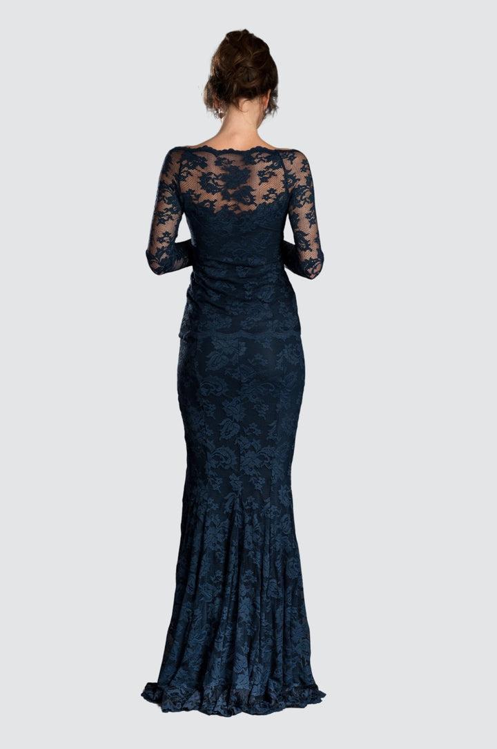 Robe trapèze en dentelle avec illusion