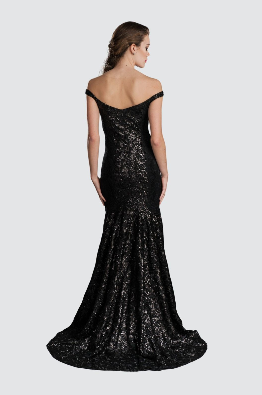 Robe trapèze en dentelle avec illusion