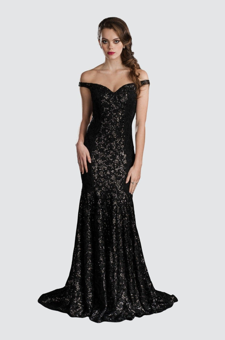 Robe trapèze en dentelle avec illusion