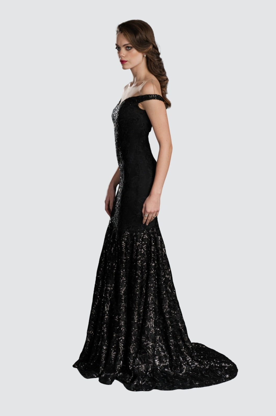 Robe trapèze en dentelle avec illusion