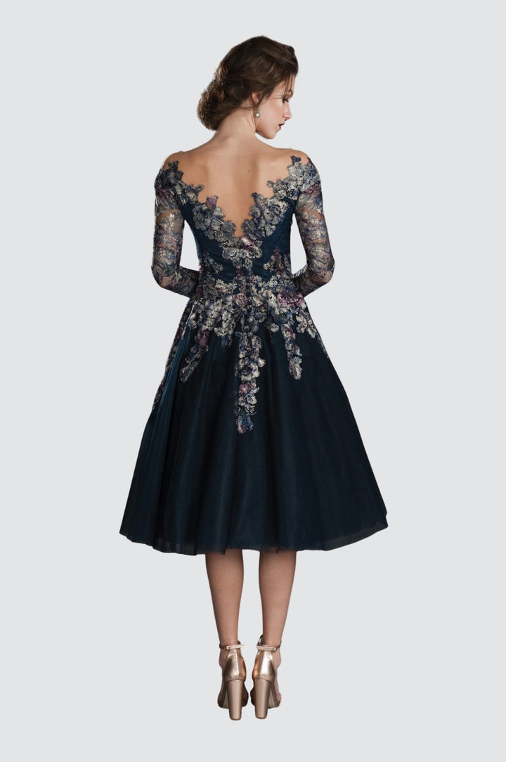 Robe trapèze en dentelle avec effet illusion