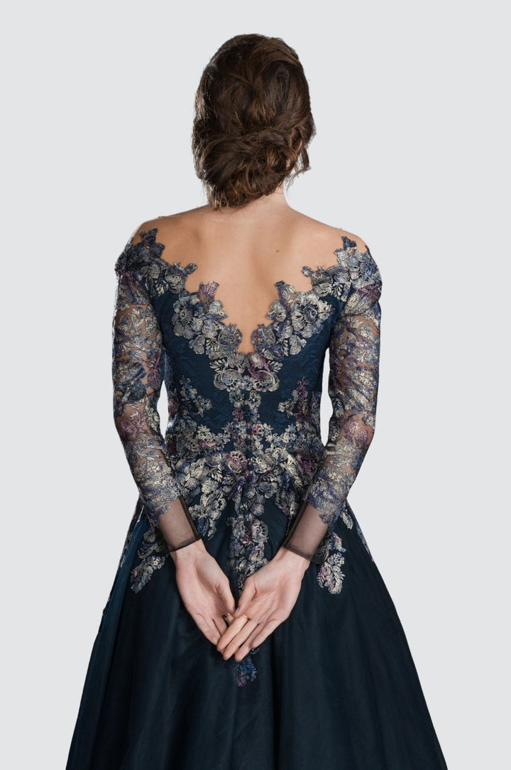 Robe trapèze en dentelle avec effet illusion