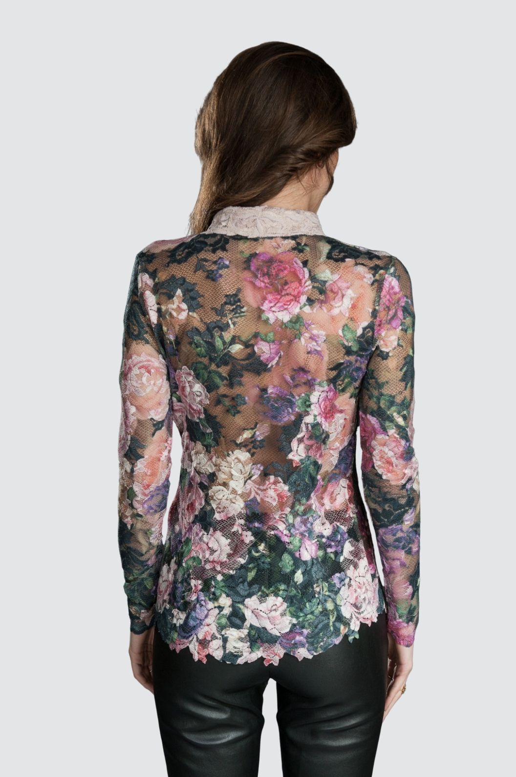 Robe trapèze en dentelle avec illusion