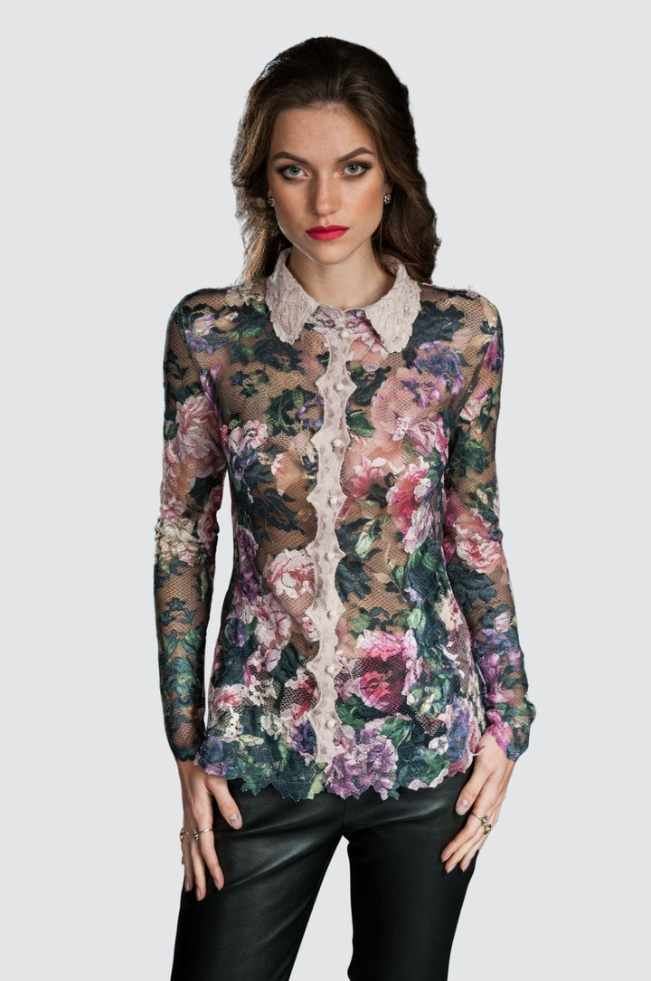 Robe trapèze en dentelle avec illusion