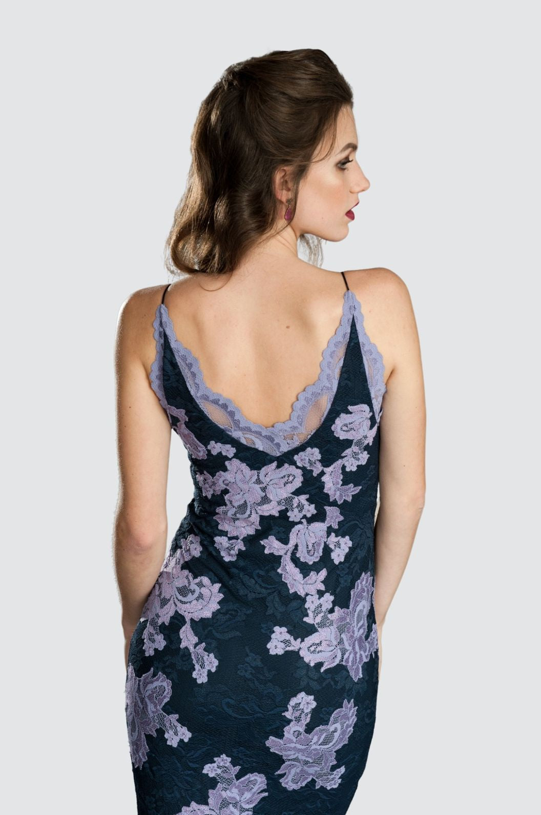 A-Linien-Spitzenkleid mit Illusion