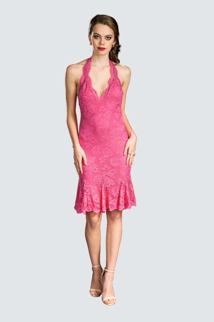 Neckholderkleid aus Spitze